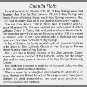 Obituary for Cecelia Roth
