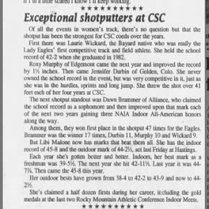 Exceptional Shot-putters at CSC April 1983